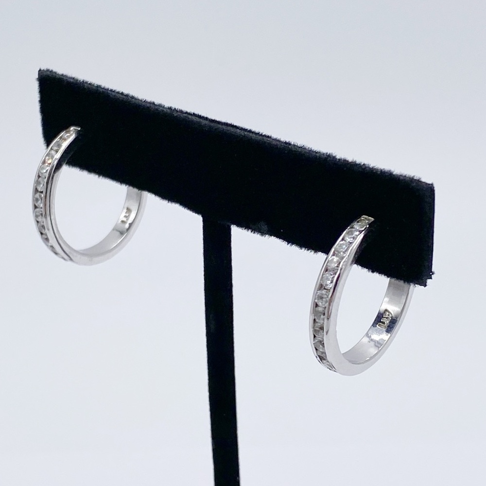 Sterling Silver ATI Hoop Crystal Earrings